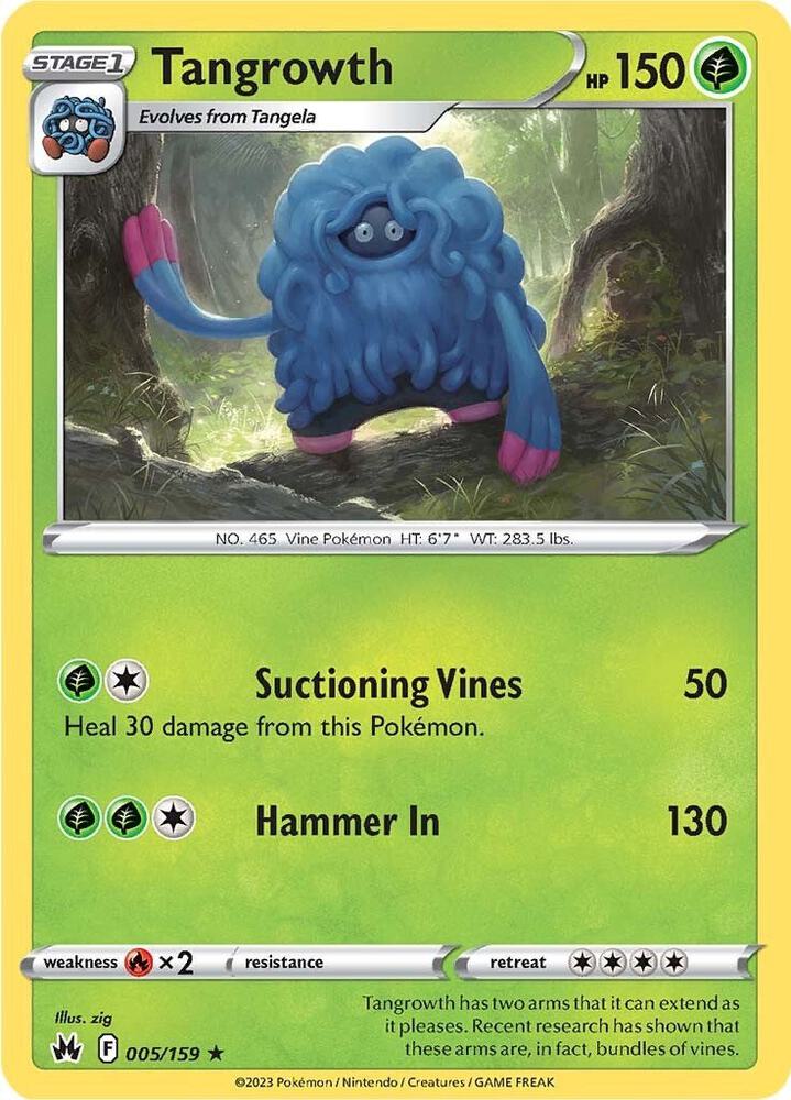 Tangrowth 005/159 Reverse Holofoil — Crown Zenith Pokémon card