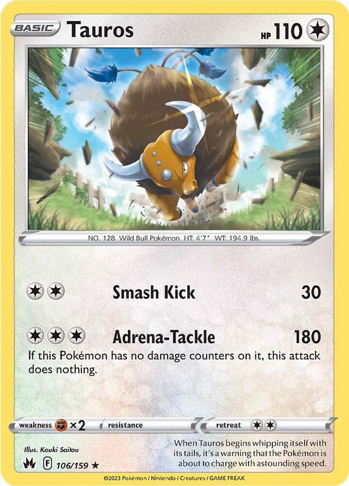 Tauros 106/159 — Crown Zenith Pokémon card
