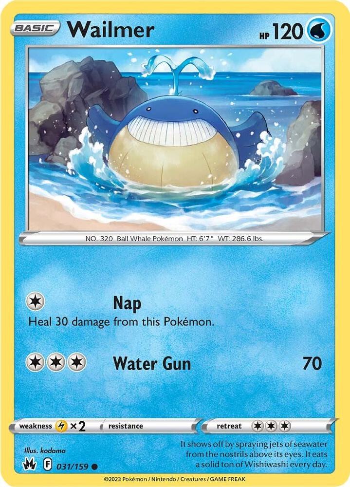 Wailmer 031/159 Reverse Holofoil — Crown Zenith Pokémon card