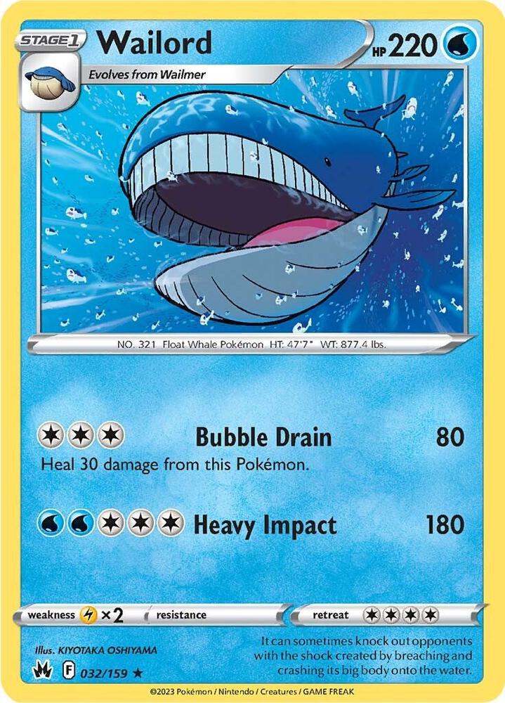 Wailord 032/159 Reverse Holofoil — Crown Zenith Pokémon card