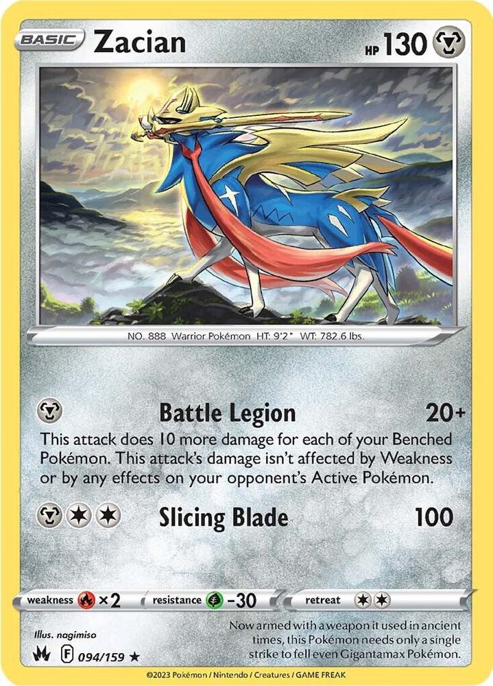 Zacian 094/159 Reverse Holofoil — Crown Zenith Pokémon card