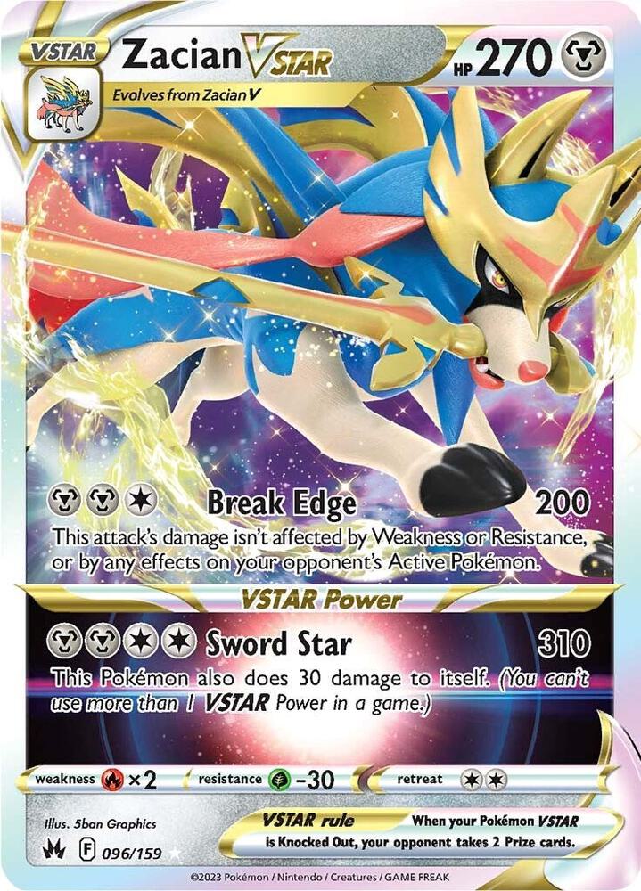 Zacian VSTAR 096/159 Holofoil — Crown Zenith Pokémon card