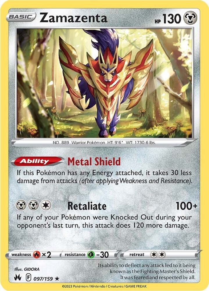 Zamazenta 097/159 Reverse Holofoil — Crown Zenith Pokémon card