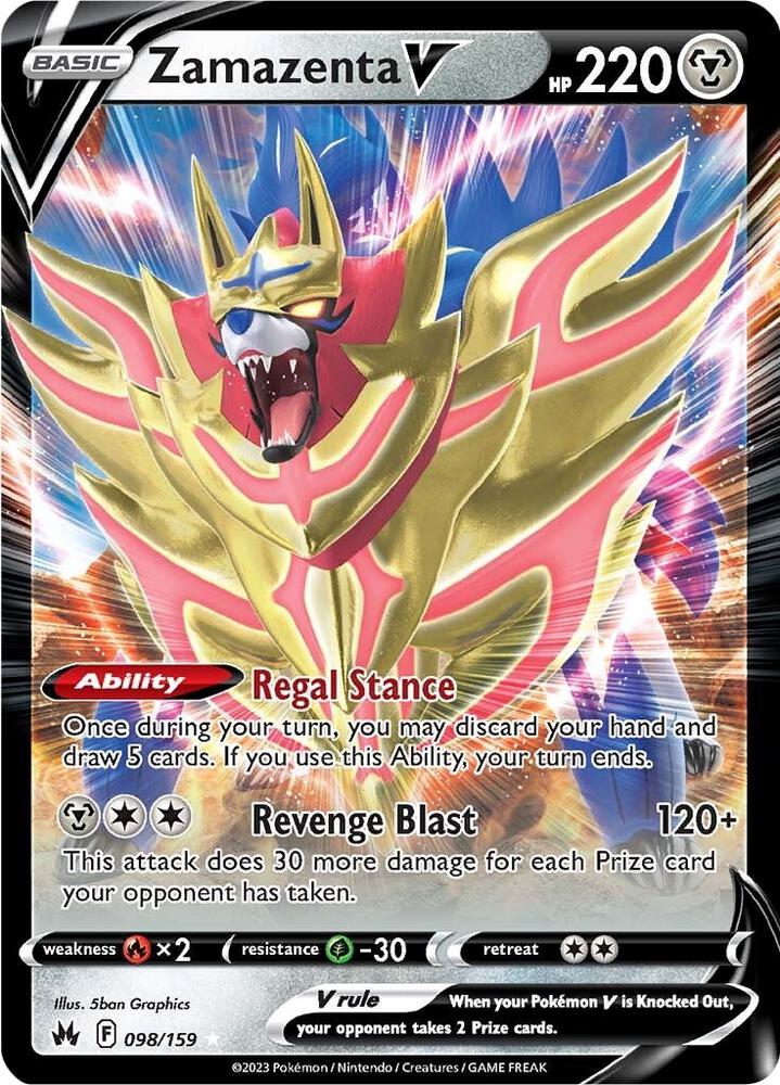 Zamazenta V 098/159 Holofoil — Crown Zenith Pokémon card