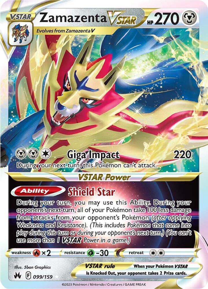 Zamazenta VSTAR 099/159 Holofoil — Crown Zenith Pokémon card