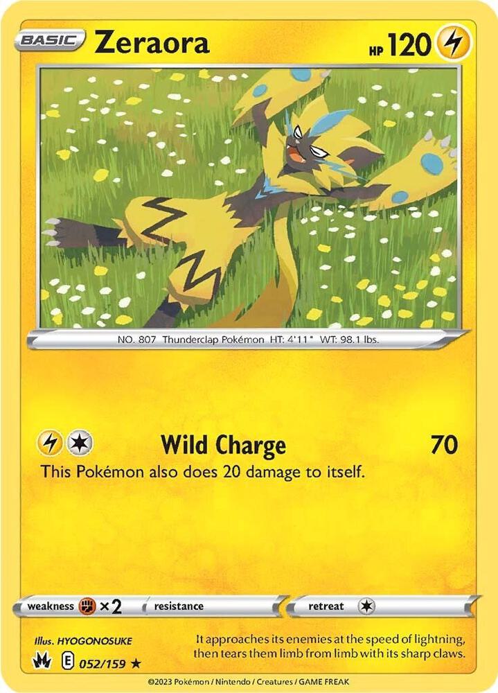 Zeraora 052/159 Reverse Holofoil — Crown Zenith Pokémon card