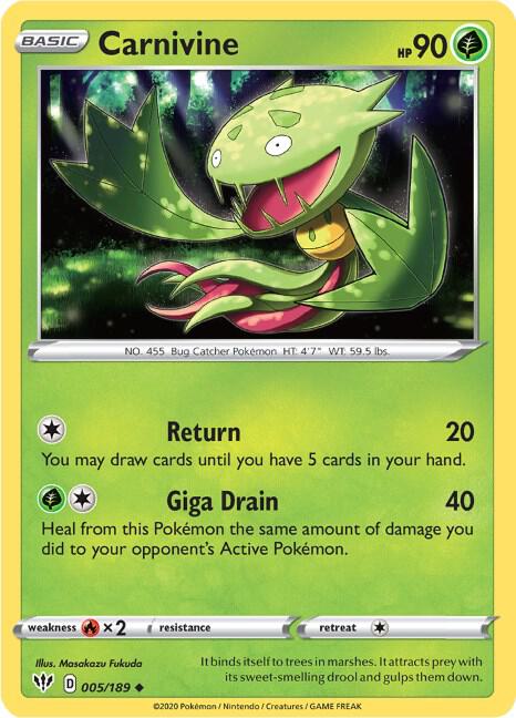 Carnivine 005/189 Reverse Holofoil — Darkness Ablaze Pokémon card