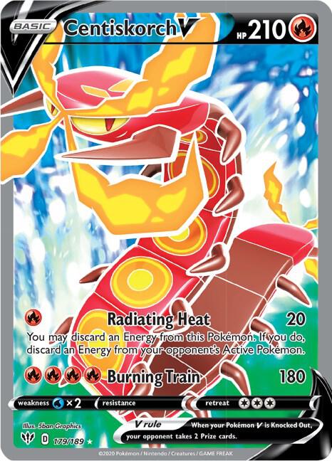 Centiskorch V 179/189 Holofoil — Darkness Ablaze Pokémon card
