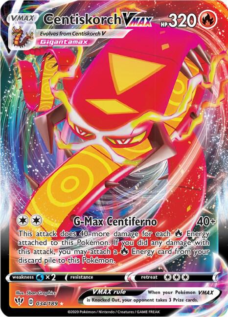 Centiskorch VMAX 034/189 Holofoil — Darkness Ablaze Pokémon card
