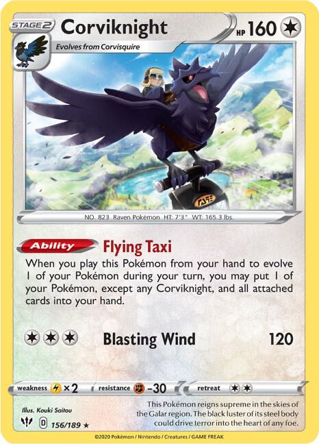 Corviknight 156/189 Reverse Holofoil — Darkness Ablaze Pokémon card