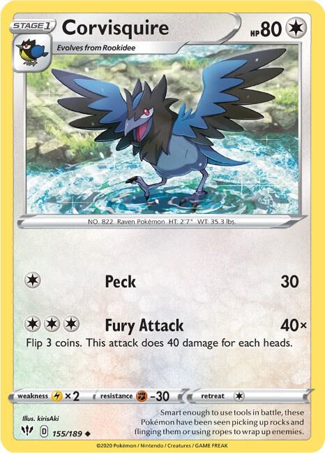 Corvisquire 155/189 — Darkness Ablaze Pokémon card
