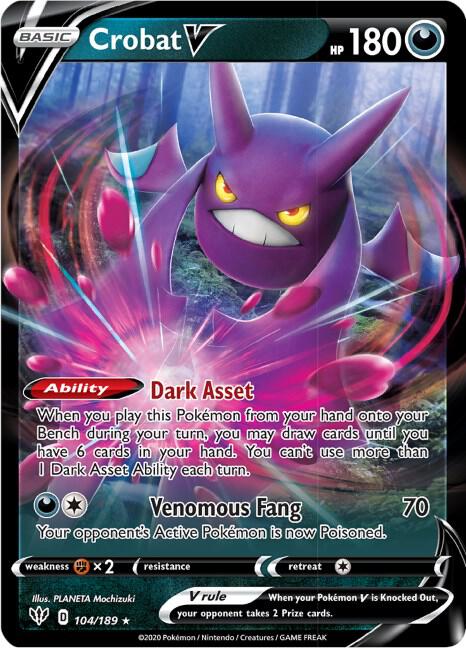 Crobat V 104/189 Holofoil — Darkness Ablaze Pokémon card