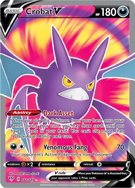 Crobat V 182/189 Holofoil — Darkness Ablaze Pokémon card
