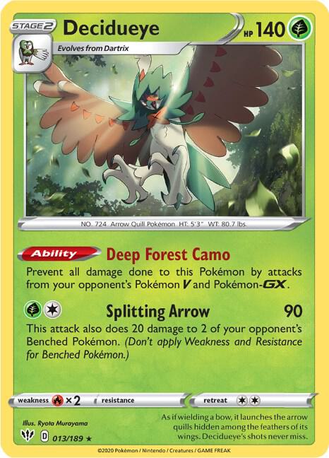 Decidueye 013/189 Holofoil — Darkness Ablaze Pokémon card