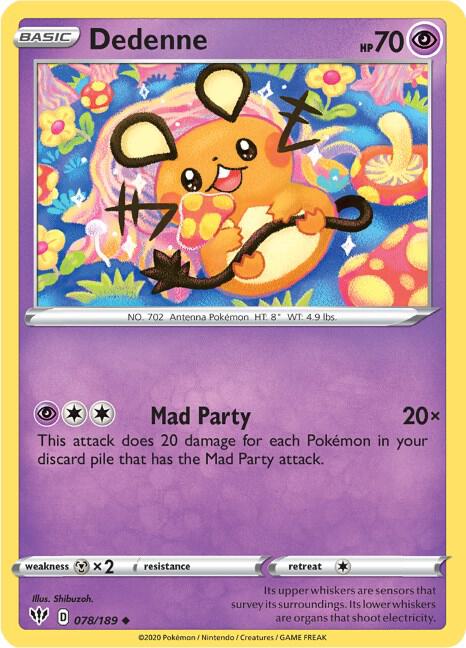 Dedenne 078/189 Reverse Holofoil — Darkness Ablaze Pokémon card