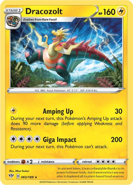 Dracozolt 065/189 Reverse Holofoil — Darkness Ablaze Pokémon card
