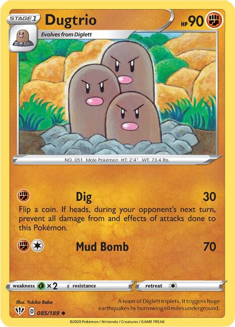 Dugtrio 085/189 Reverse Holofoil — Darkness Ablaze Pokémon card