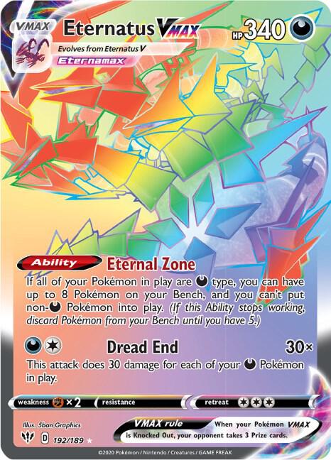 Eternatus VMAX 192/189 Holofoil — Darkness Ablaze Pokémon card