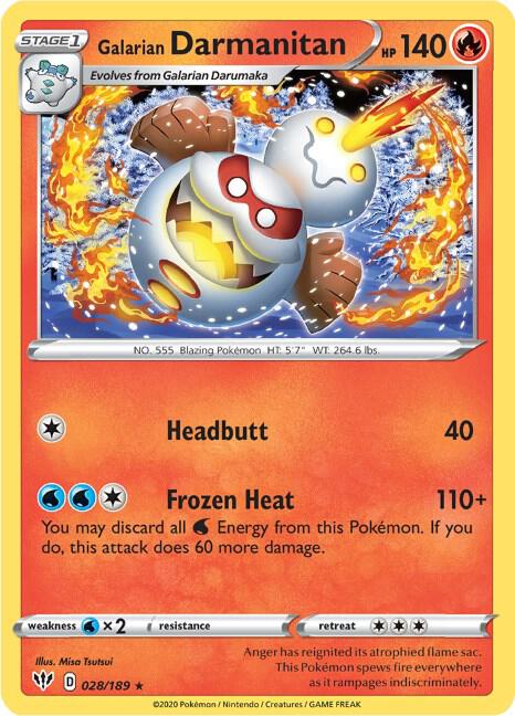 Pokemon - Darkness Ablaze - Galarian Darmanitan - 028/189 - Reverse Holofoil