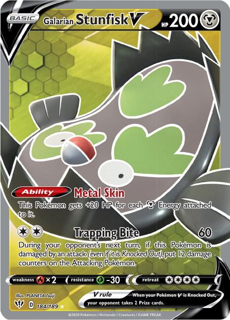 Galarian Stunfisk V 184/189 Holofoil — Darkness Ablaze Pokémon card