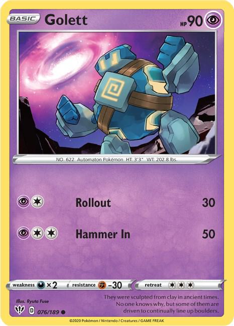 Golett 076/189 — Darkness Ablaze Pokémon card