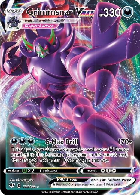 Grimmsnarl VMAX 115/189 Holofoil — Darkness Ablaze Pokémon card