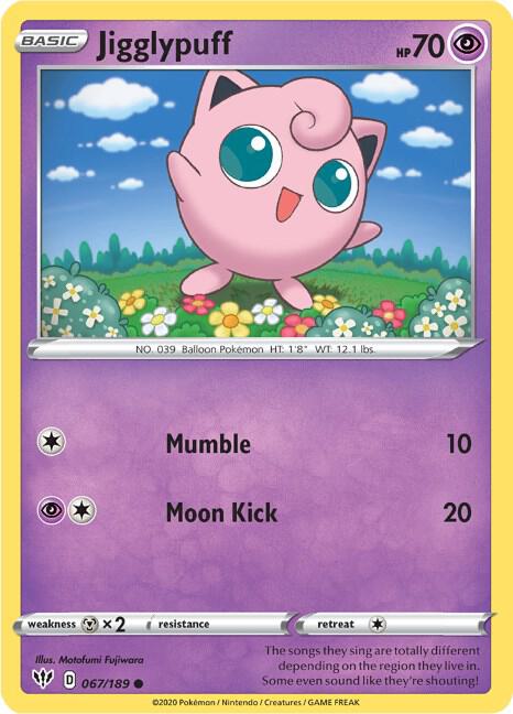 Jigglypuff 067/189 Reverse Holofoil — Darkness Ablaze Pokémon card
