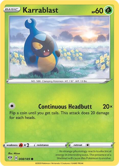 Karrablast 008/189 Reverse Holofoil — Darkness Ablaze Pokémon card