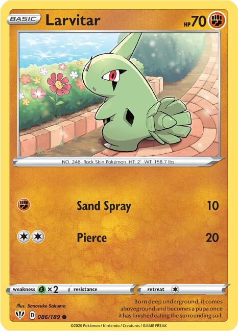 Larvitar 086/189 — Darkness Ablaze Pokémon card