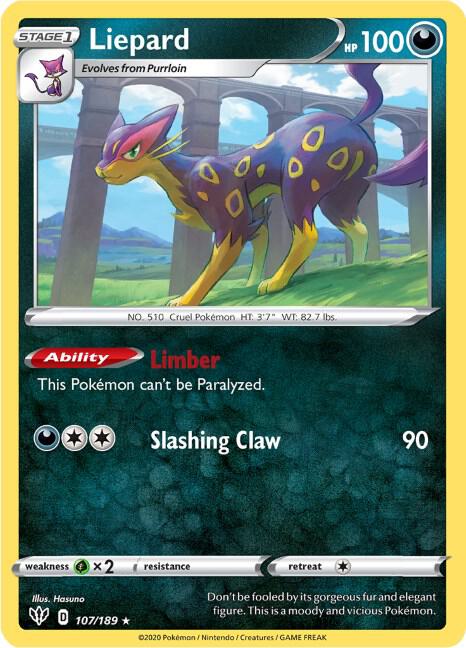 Liepard 107/189 — Darkness Ablaze Pokémon card