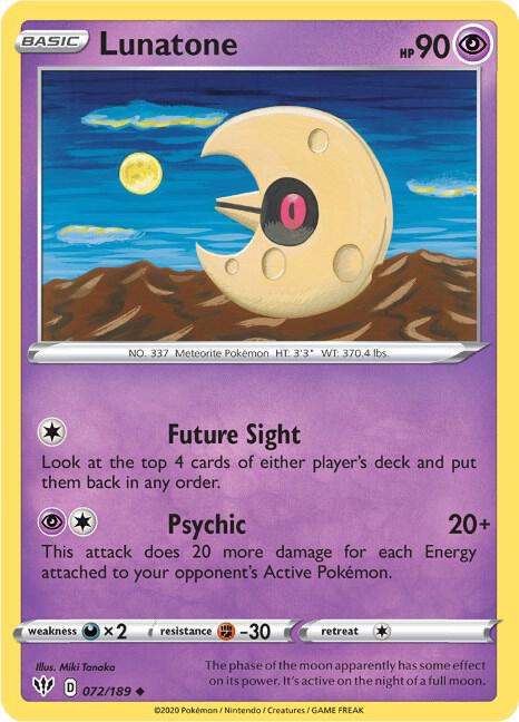 Lunatone 072/189 Reverse Holofoil — Darkness Ablaze Pokémon card