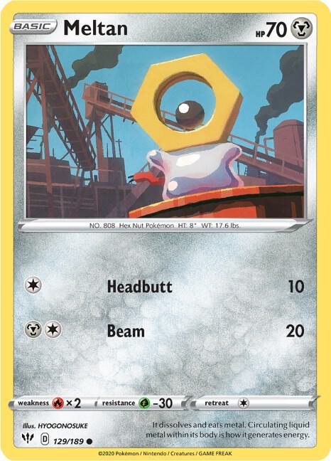 Meltan 129/189 Reverse Holofoil — Darkness Ablaze Pokémon card