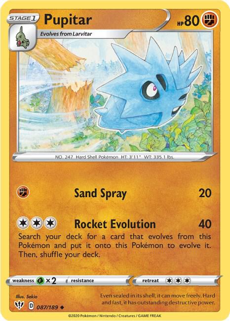 Pupitar 087/189 Reverse Holofoil — Darkness Ablaze Pokémon card
