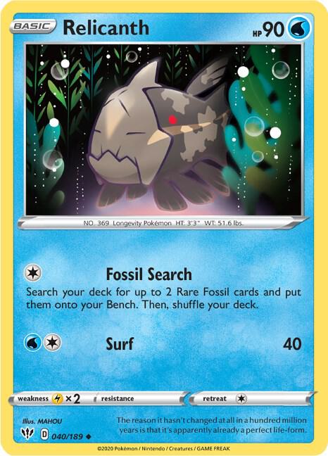 Relicanth 040/189 — Darkness Ablaze Pokémon card