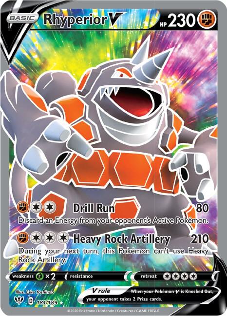 Rhyperior V 181/189 Holofoil — Darkness Ablaze Pokémon card