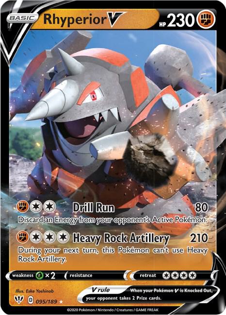 Rhyperior V 095/189 Holofoil — Darkness Ablaze Pokémon card