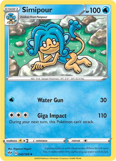 Simipour 042/189 — Darkness Ablaze Pokémon card