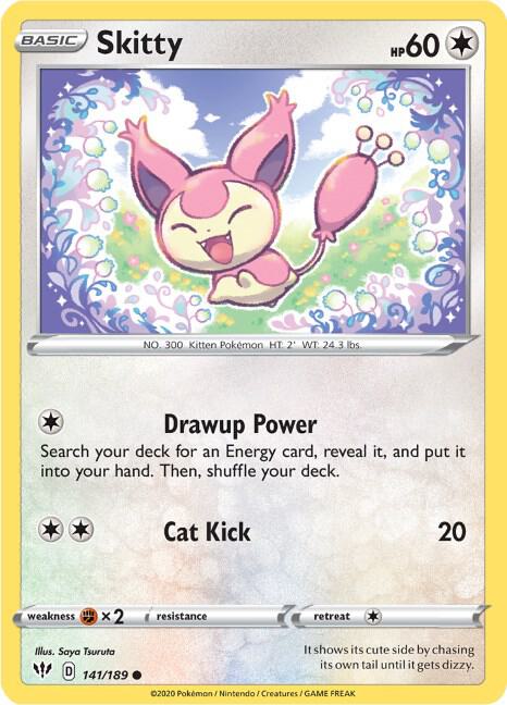 Pokemon - Darkness Ablaze - Skitty - 141/189 - Reverse Holofoil