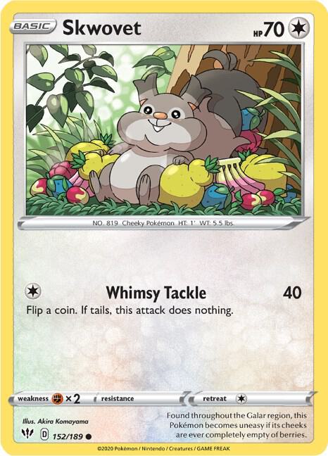 Skwovet 152/189 Reverse Holofoil — Darkness Ablaze Pokémon card