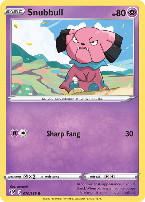 Snubbull 070/189 Reverse Holofoil, Darkness Ablaze Pokémon card