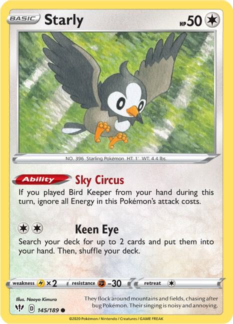 Starly 145/189 Reverse Holofoil — Darkness Ablaze Pokémon card