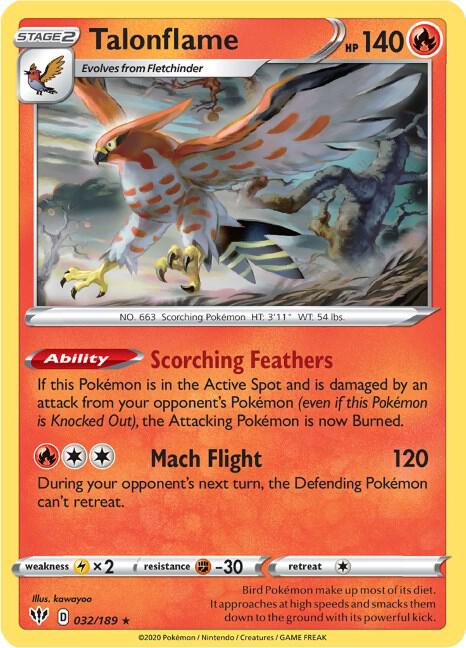 Pokemon - Darkness Ablaze - Talonflame - 032/189 - Reverse Holofoil