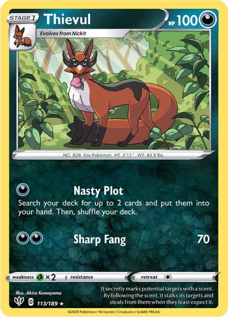 Thievul 113/189, Darkness Ablaze Pokémon card