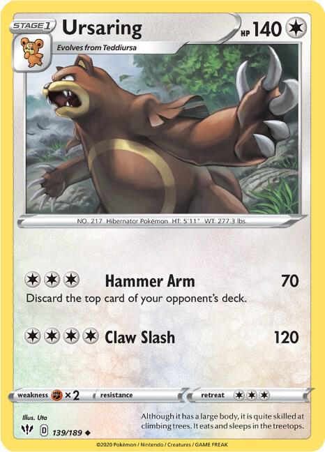 Ursaring 139/189 — Darkness Ablaze Pokémon card