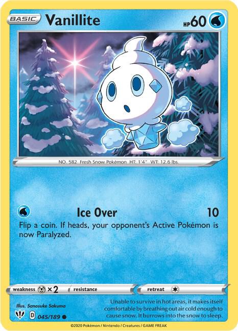Pokemon - Darkness Ablaze - Vanillite - 045/189 - Reverse Holofoil
