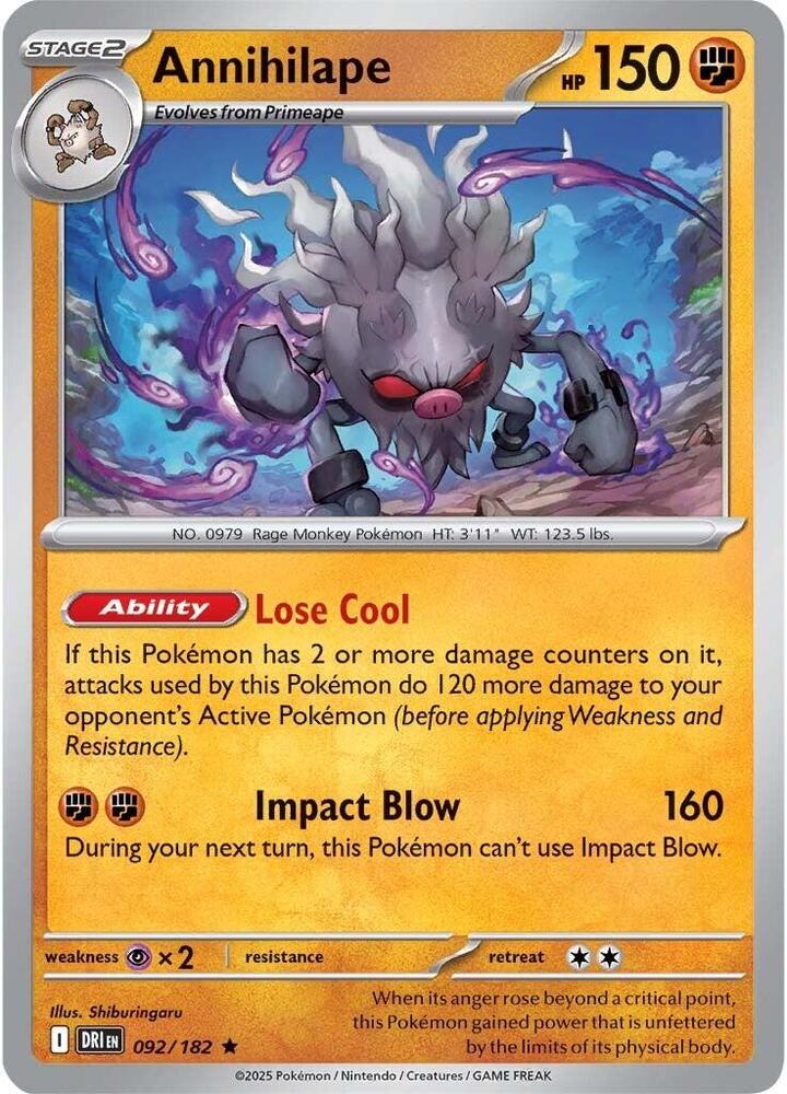 Annihilape 092/182 Holofoil, Destined Rivals Pokémon card