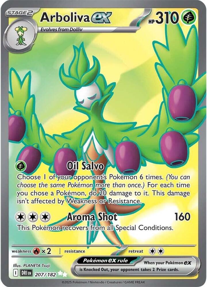 Arboliva ex 207/182 Holofoil, Destined Rivals Pokémon card