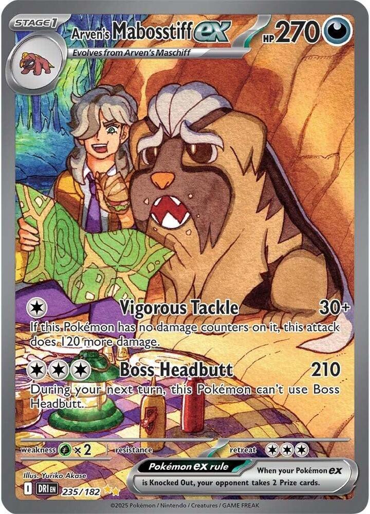 Arven's Mabosstiff ex 235/182 Holofoil, Destined Rivals Pokémon card