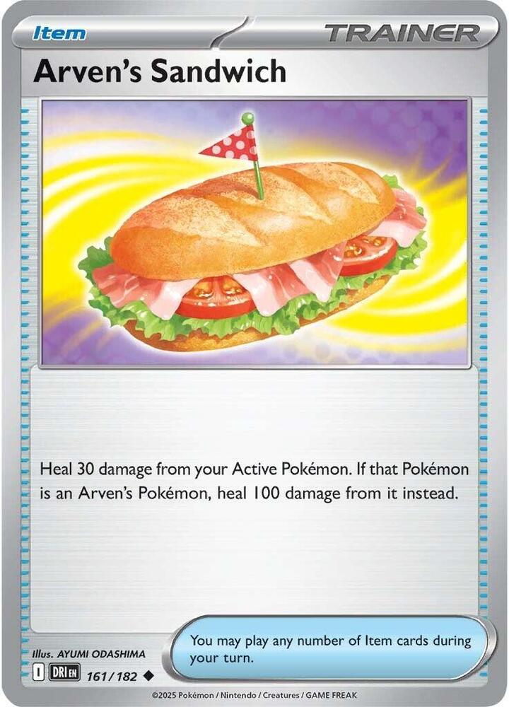 Arven's Sandwich 161/182 Reverse Holofoil, Destined Rivals Pokémon card