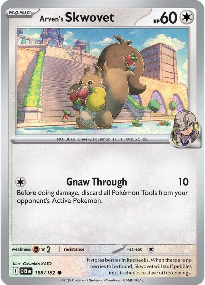 Arven's Skwovet 158/182 Reverse Holofoil, Destined Rivals Pokémon card